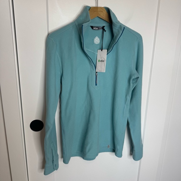 Stio Tops - NWT Stio Turpin Half Zip Fleece Pullover Aqua Blue Outdoors Size Small